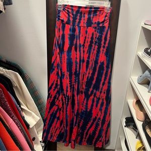 Red + blue maxi skirt